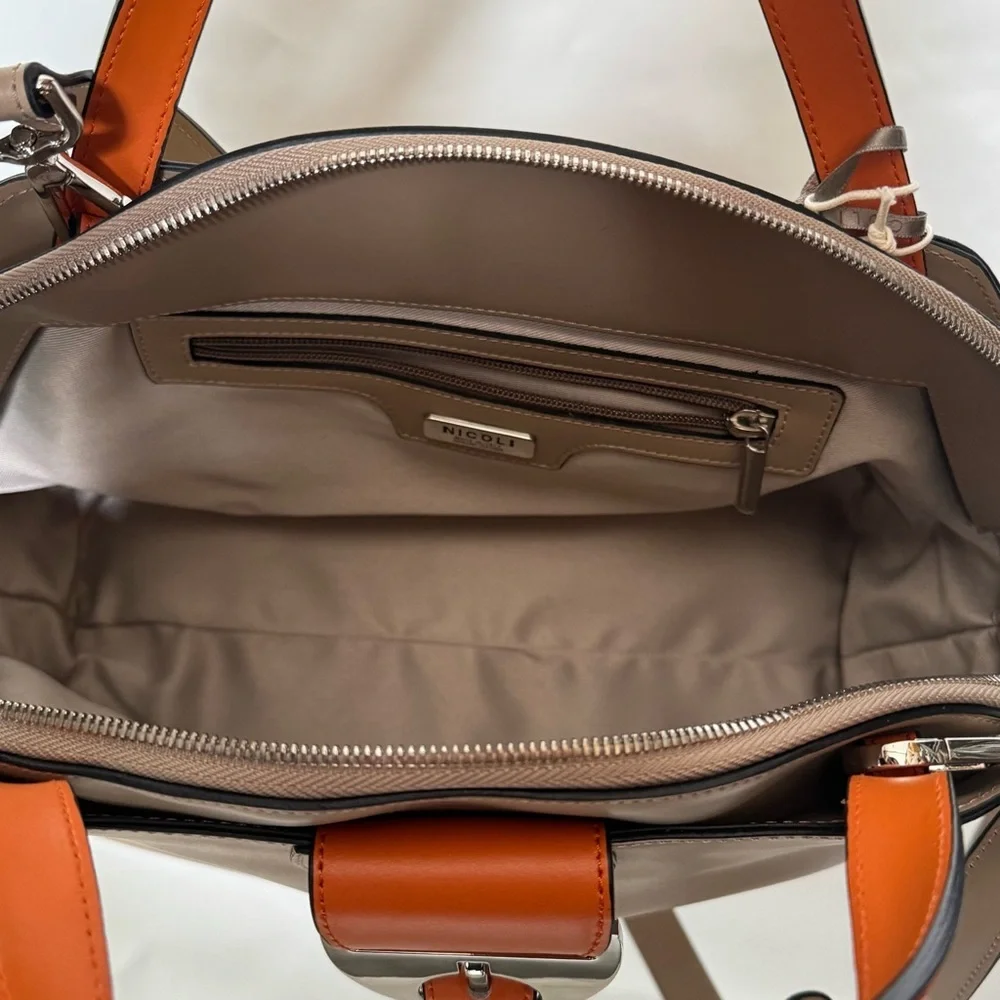 Nicoli // grey, orange structured shoulder bag cm